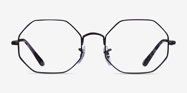Ray-Ban Octagon Black MetalEyeglass Frames from EyeBuyDirect, Front View
