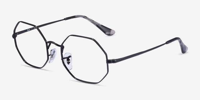 Ray-Ban Octagon Black MetalEyeglass Frames from EyeBuyDirect, Angle View