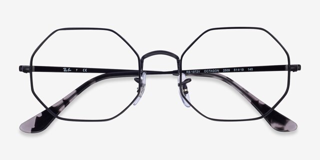 Ray-Ban Octagon Black MetalEyeglass Frames from EyeBuyDirect, Closed View