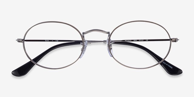 Ray-Ban RB3547V Oval Gunmetal MetalEyeglass Frames from EyeBuyDirect, Closed View