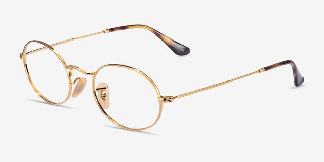 Ray-Ban RB3547V Oval Gold MetalEyeglass Frames from EyeBuyDirect, Angle View
