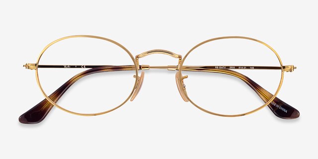 Ray-Ban RB3547V Oval Gold MetalEyeglass Frames from EyeBuyDirect, Closed View