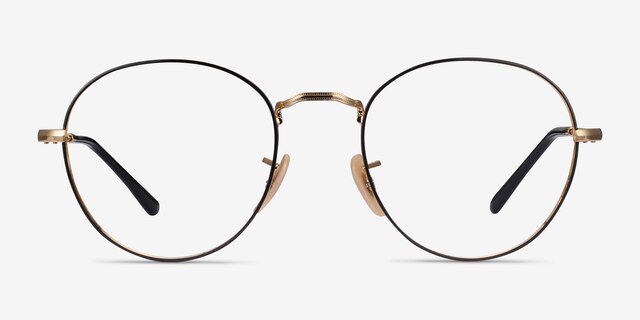Ray-Ban RB3582V Round Black Gold MétalMontures de lunettes de vue d'EyeBuyDirect, Vue de Face
