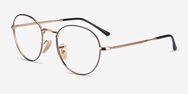 Ray-Ban RB3582V Round Black Gold MétalMontures de lunettes de vue d'EyeBuyDirect, Vue d'Angle