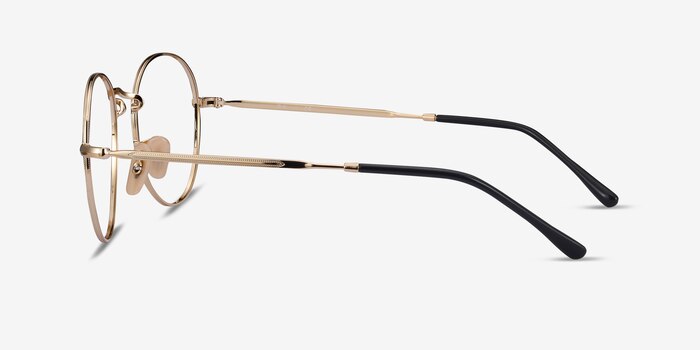 Ray-Ban RB3582V Round Black Gold Metal Eyeglass Frames from EyeBuyDirect
