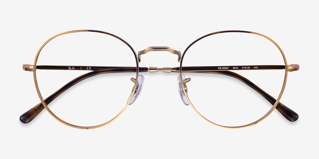 Ray-Ban RB3582V Round Bronze Copper MétalMontures de lunettes de vue d'EyeBuyDirect, Vue Rapprochée