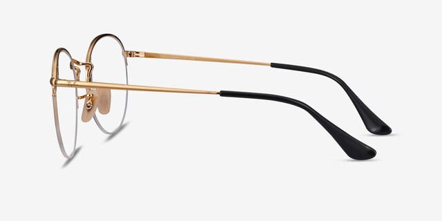 Ray-Ban RB3947V Round Black Gold MetalEyeglass Frames from EyeBuyDirect, Side View