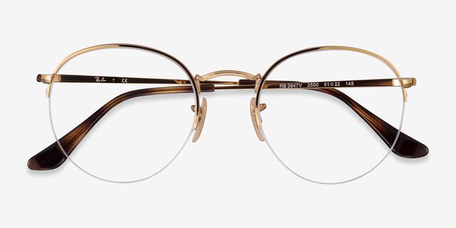 Ray-Ban RB3947V Round Gold MetalEyeglass Frames from EyeBuyDirect, Closed View