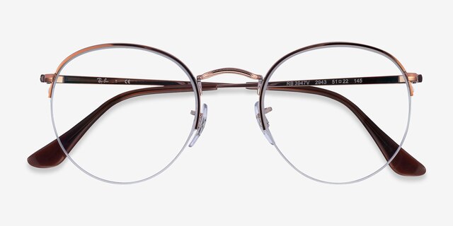 Ray-Ban RB3947V Round Bronze Copper MetalEyeglass Frames from EyeBuyDirect, Closed View
