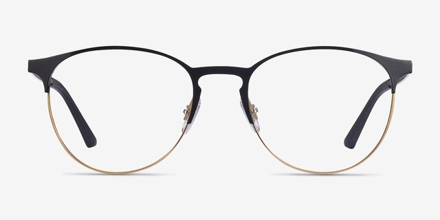 Ray-Ban RB6375 Black Gold MetalEyeglass Frames from EyeBuyDirect, Front View
