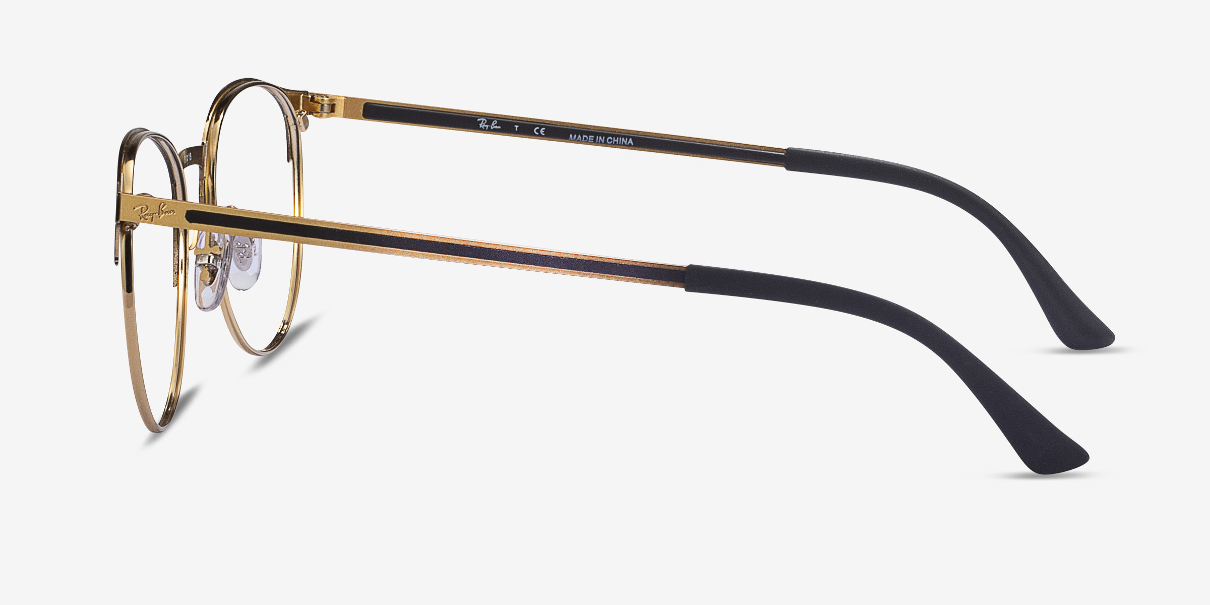 Ray-Ban RB6375 - Round Black Gold Frame Eyeglasses | Eyebuydirect Canada