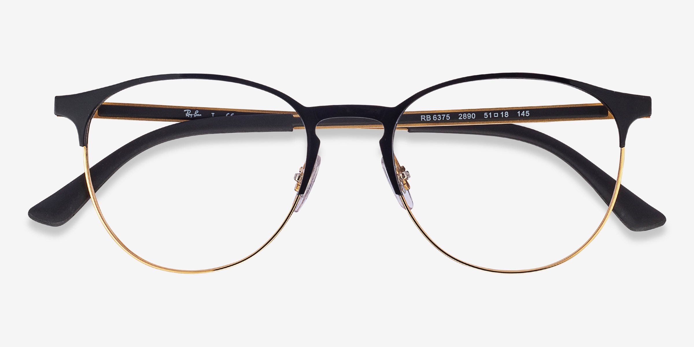 ray ban black and gold eyeglasses