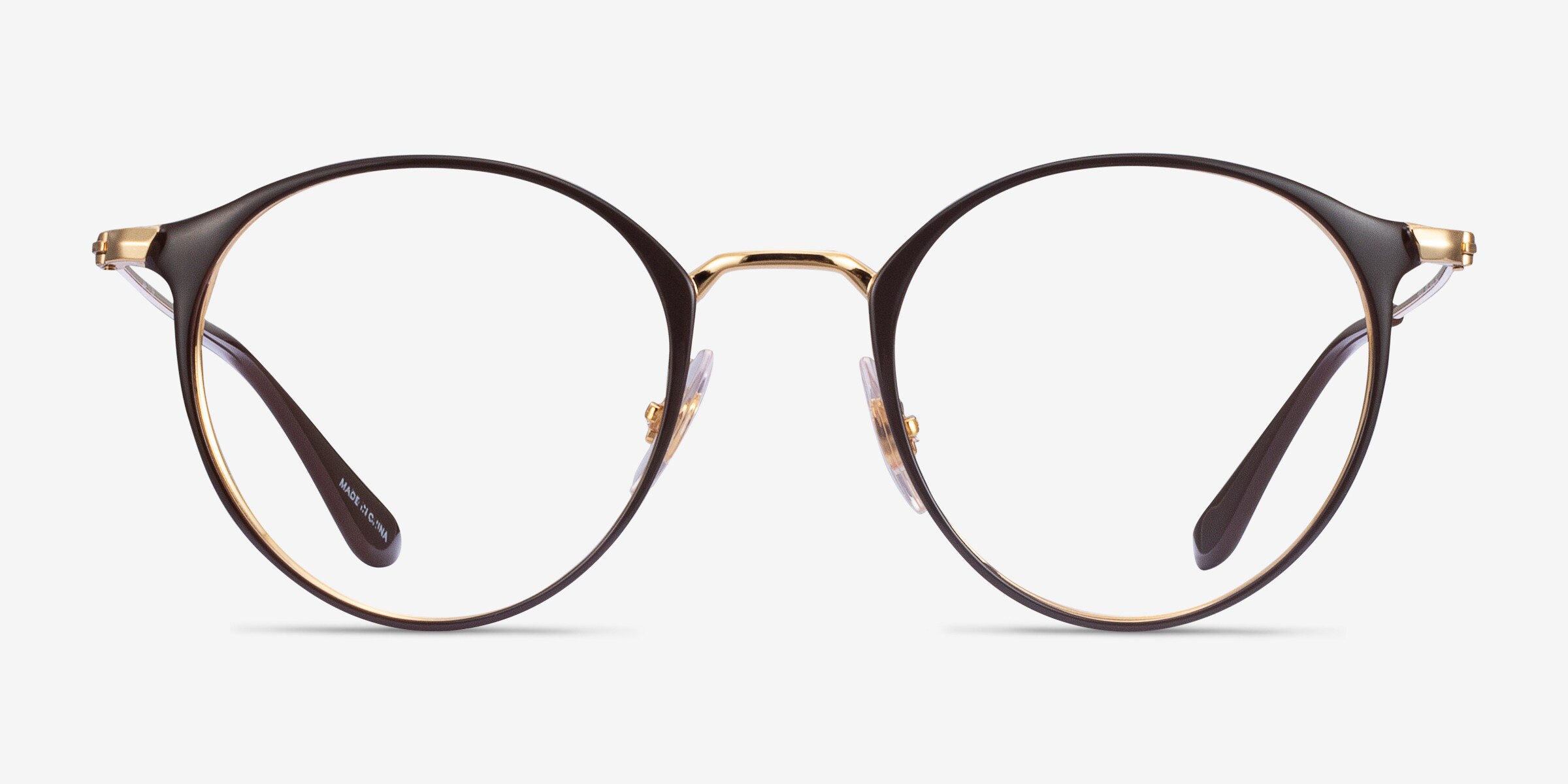 Ray-Ban RB6378 - Round Brown Gold Frame Eyeglasses | Eyebuydirect