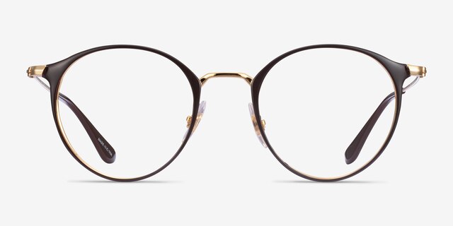 Ray-Ban RB6378 Brown Gold MetalEyeglass Frames from EyeBuyDirect, Front View