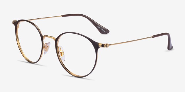 Ray-Ban RB6378 Brown Gold MetalEyeglass Frames from EyeBuyDirect, Angle View