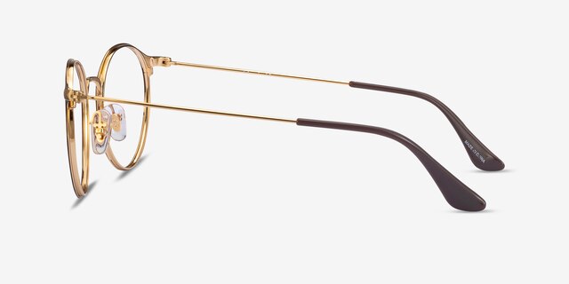 Ray-Ban RB6378 Brown Gold MetalEyeglass Frames from EyeBuyDirect, Side View