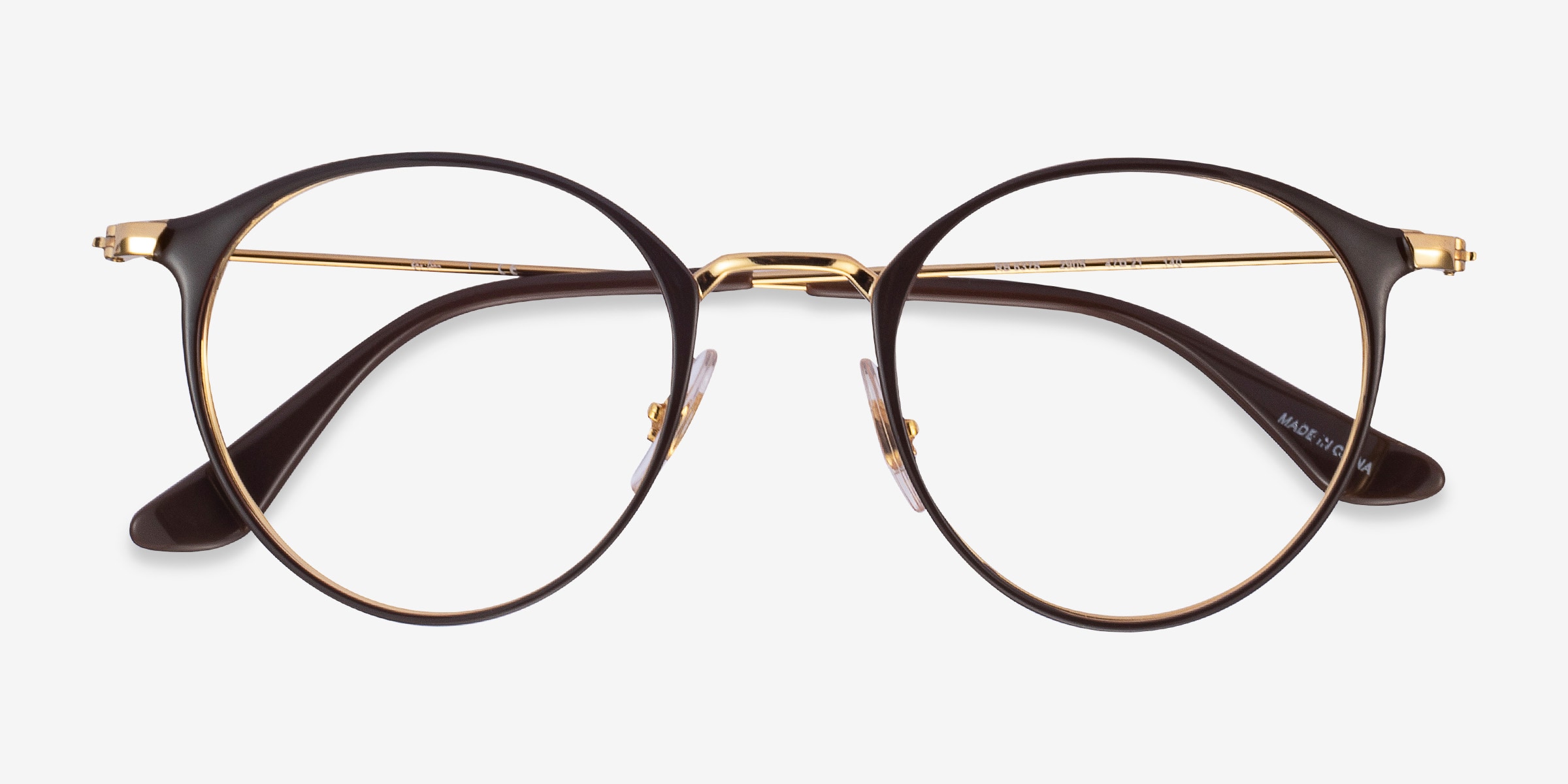 Ray-Ban RB6378 - Round Brown Gold Frame Eyeglasses | Eyebuydirect