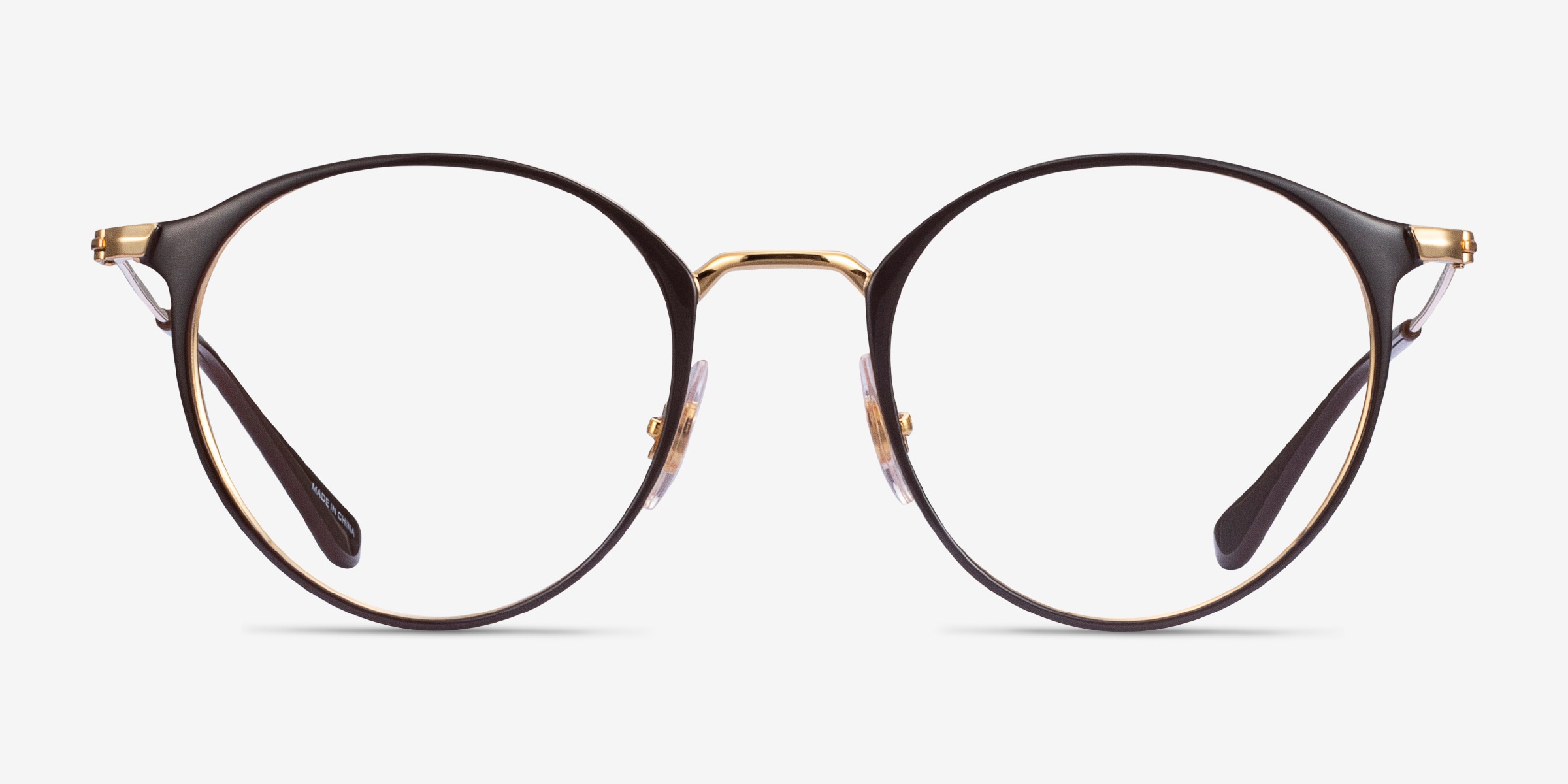 Ray-Ban RB6378 - Round Brown Gold Frame Eyeglasses