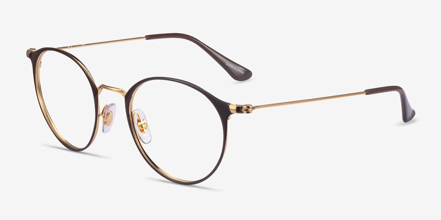 Ray-Ban RB6378 Brown Gold MétalMontures de lunettes de vue d'EyeBuyDirect, Vue d'Angle