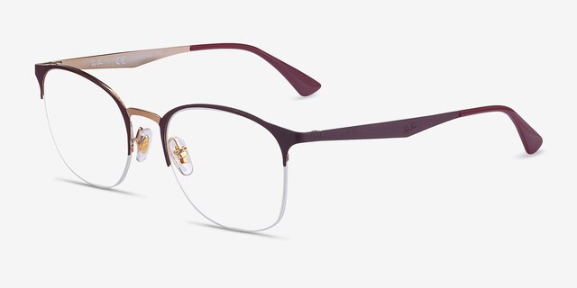 Ray-Ban RB6422 Bordeaux Gold MetalEyeglass Frames from EyeBuyDirect, Angle View