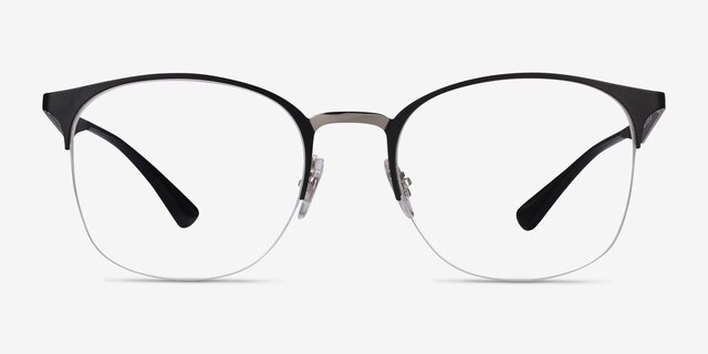 Ray-Ban RB6422 Black Silver MetalEyeglass Frames from EyeBuyDirect, Front View