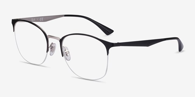 Ray-Ban RB6422 Black Silver MetalEyeglass Frames from EyeBuyDirect, Angle View