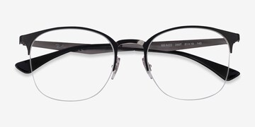 Ray-Ban RB6422 - Browline Black Silver Frame Eyeglasses | Eyebuydirect