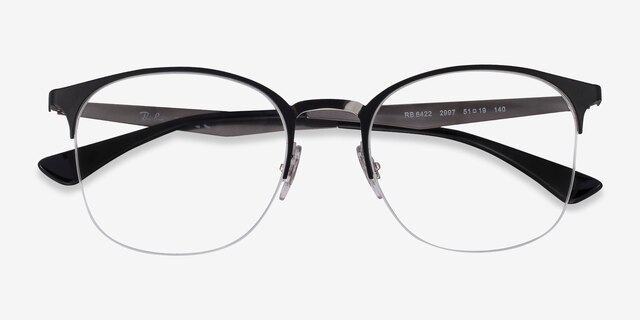 Ray-Ban RB6422 Black Silver MetalEyeglass Frames from EyeBuyDirect, Closed View