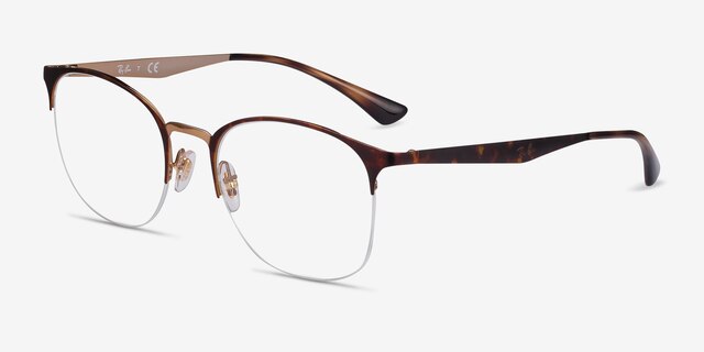 Ray-Ban RB6422 Tortoise Gold MetalEyeglass Frames from EyeBuyDirect, Angle View