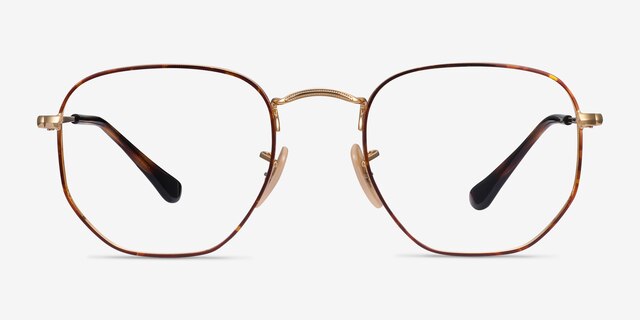 Ray-Ban RB6448 Tortoise Gold MetalEyeglass Frames from EyeBuyDirect, Front View