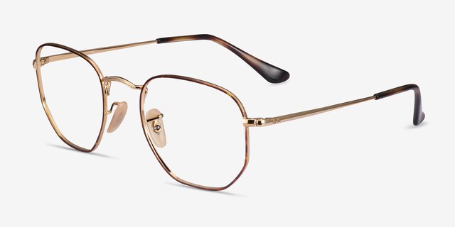 Ray-Ban RB6448 Tortoise Gold MetalEyeglass Frames from EyeBuyDirect, Angle View