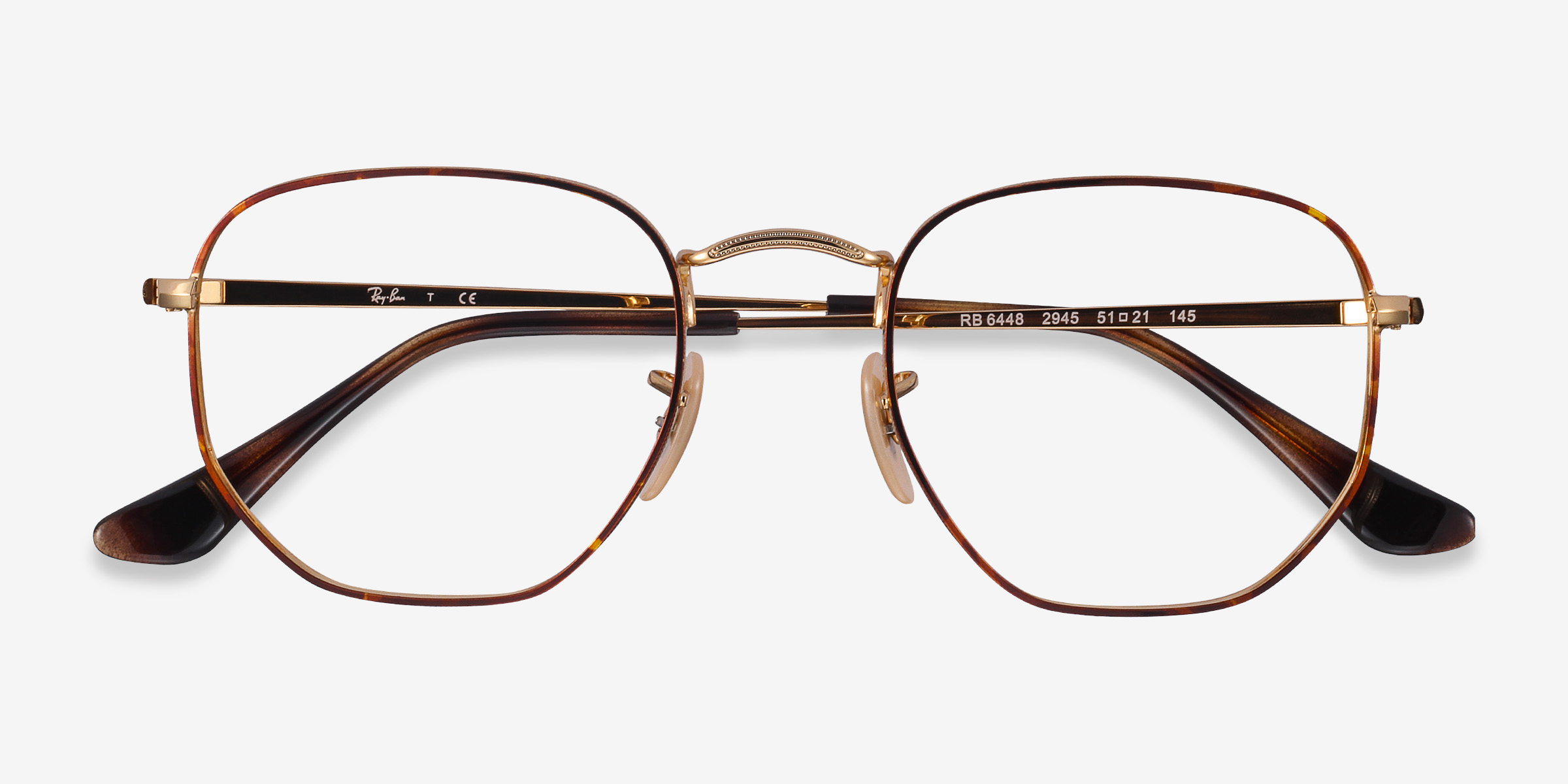 Ray Ban Rb6448 Square Tortoise Gold Frame Eyeglasses Eyebuydirect 