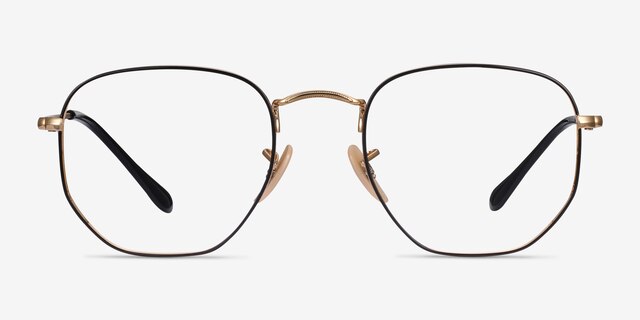 Ray-Ban RB6448 Black Gold MetalEyeglass Frames from EyeBuyDirect, Front View