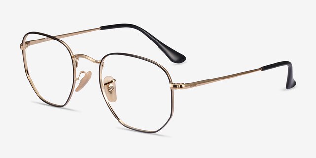 Ray-Ban RB6448 Black Gold MetalEyeglass Frames from EyeBuyDirect, Angle View