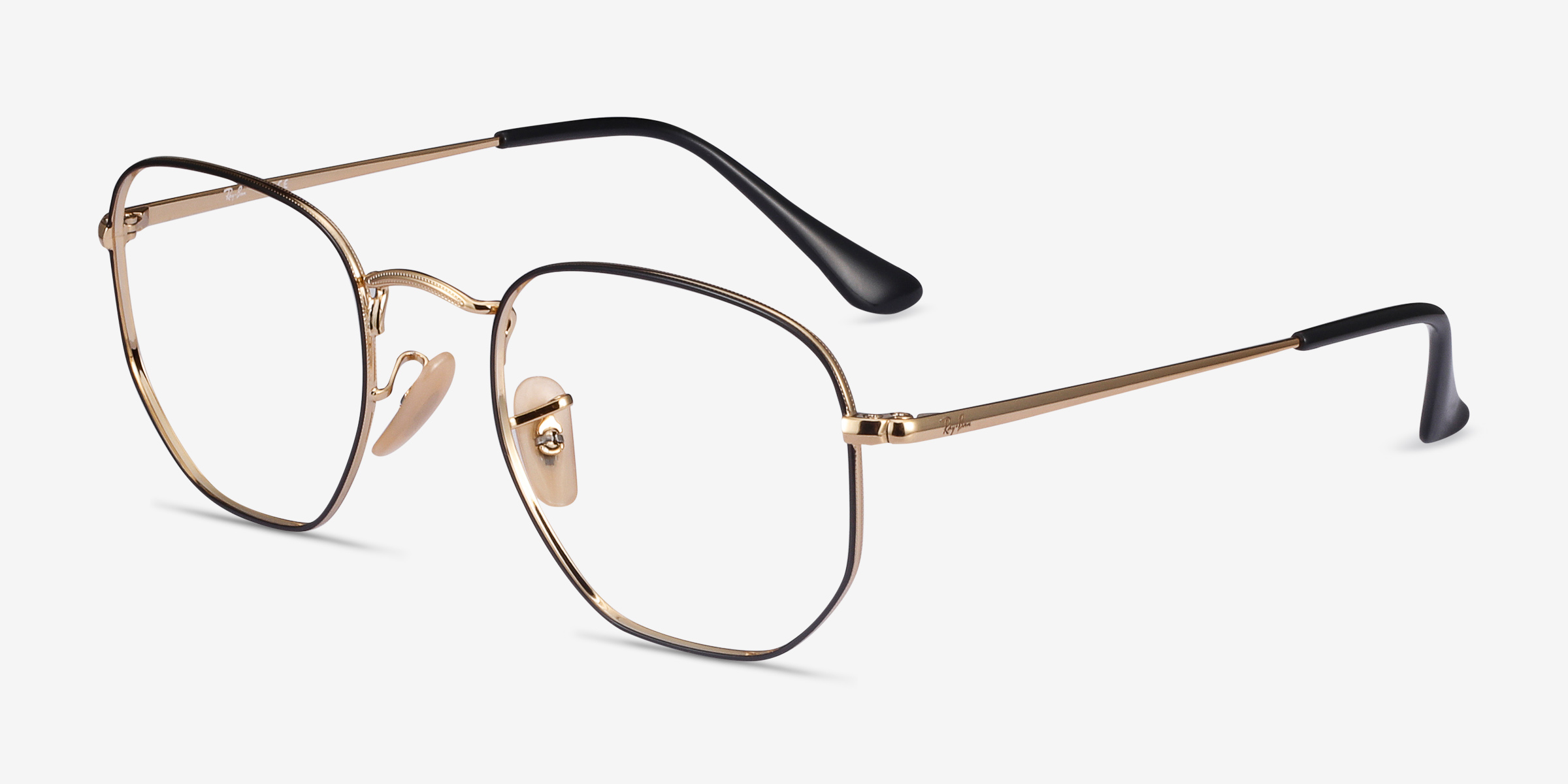 Ray-Ban RB6448 - Square Black Gold Frame Eyeglasses | Eyebuydirect