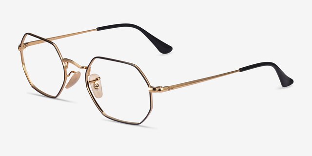 Ray-Ban RB6456 Black Gold MetalEyeglass Frames from EyeBuyDirect, Angle View