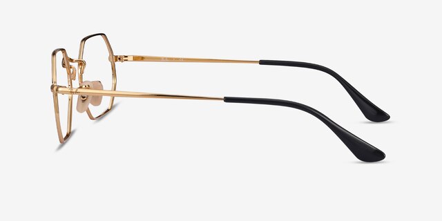Ray-Ban RB6456 Black Gold MetalEyeglass Frames from EyeBuyDirect, Side View