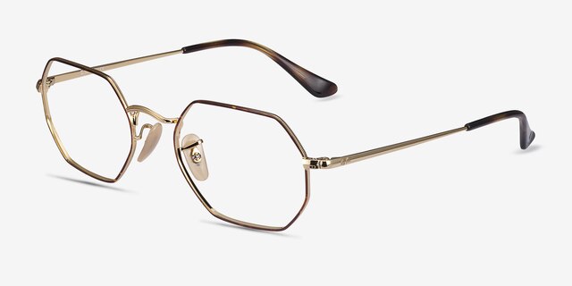 Ray-Ban RB6456 Tortoise Gold MetalEyeglass Frames from EyeBuyDirect, Angle View