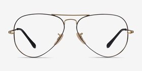 Ray-Ban RB6489 Aviator Black Gold Métal Montures de lunettes de vue d'EyeBuyDirect, Vue de Face