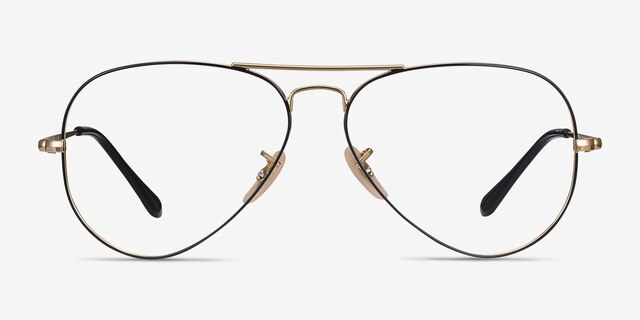 Ray-Ban RB6489 Aviator Black Gold MetalEyeglass Frames from EyeBuyDirect, Front View