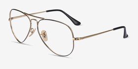 Ray-Ban RB6489 Aviator Black Gold Métal Montures de lunettes de vue d'EyeBuyDirect, Vue d'Angle