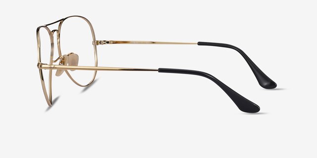 Ray-Ban RB6489 Aviator Black Gold MetalEyeglass Frames from EyeBuyDirect, Side View