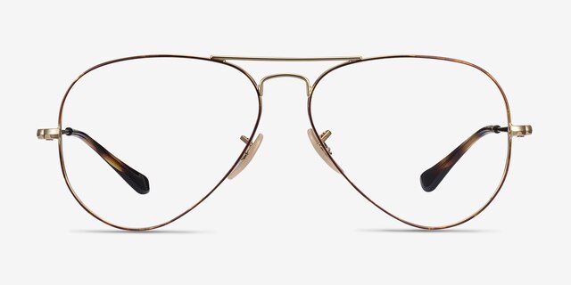 Ray-Ban RB6489 Aviator Tortoise Gold MetalEyeglass Frames from EyeBuyDirect, Front View