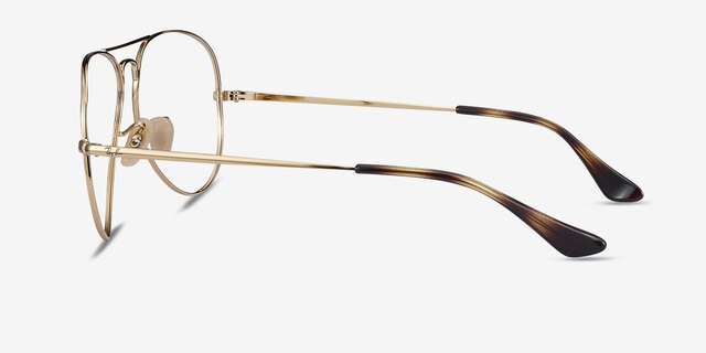 Ray-Ban RB6489 Aviator Tortoise Gold MetalEyeglass Frames from EyeBuyDirect, Side View