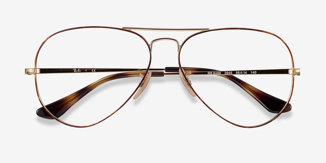 Ray-Ban RB6489 Aviator Tortoise Gold MetalEyeglass Frames from EyeBuyDirect, Closed View