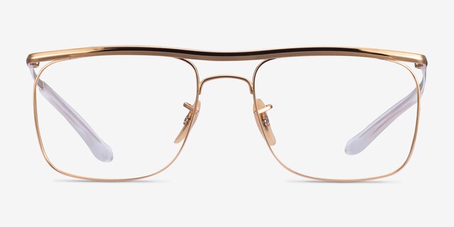 Ray-Ban RB6519 Gold MetalEyeglass Frames from EyeBuyDirect, Front View