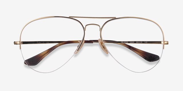 Ray-Ban RB6589 Gold MetalEyeglass Frames from EyeBuyDirect, Closed View
