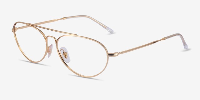 Ray-Ban RB6454 Gold MetalEyeglass Frames from EyeBuyDirect, Angle View