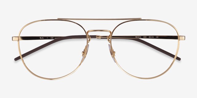 Ray-Ban RB6414 Gold MetalEyeglass Frames from EyeBuyDirect, Closed View