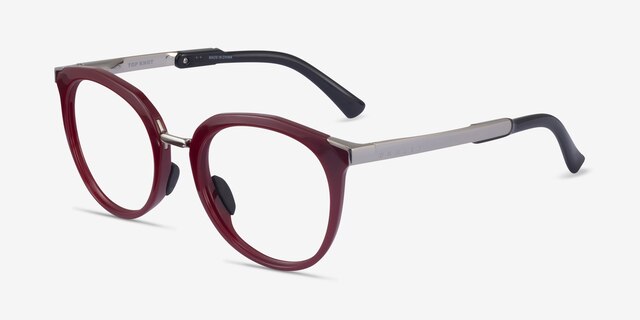 Oakley Top Knot Red & Silver AcetateEyeglass Frames from EyeBuyDirect, Angle View
